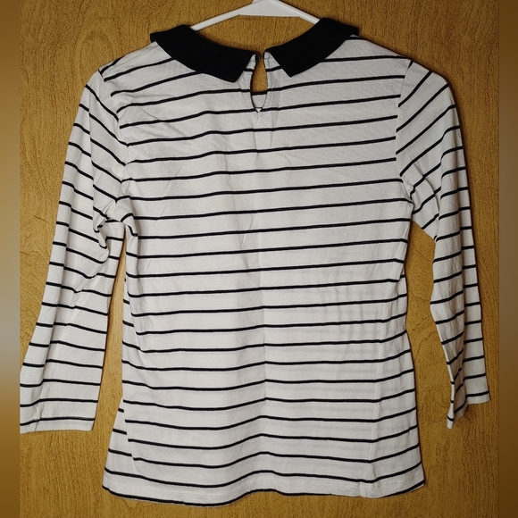 Forever 21 Black And White Striped Shirt With A Peter Pan Collar M - Picture 2 of 7